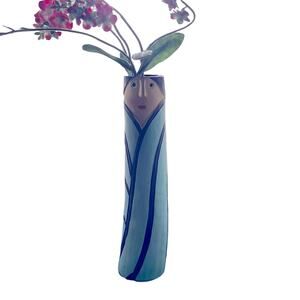 Bohemian Spring Family Bud Vase Two Tone Blue Person Unique Collectible